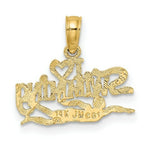 Load image into Gallery viewer, 14K Yellow Gold Polished and Engraved I HEART SWIMMING Charm Pendant
