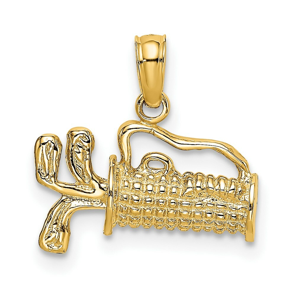 14K Yellow Gold 2-D Textured & Engraved Gold Bag Charm Pendant