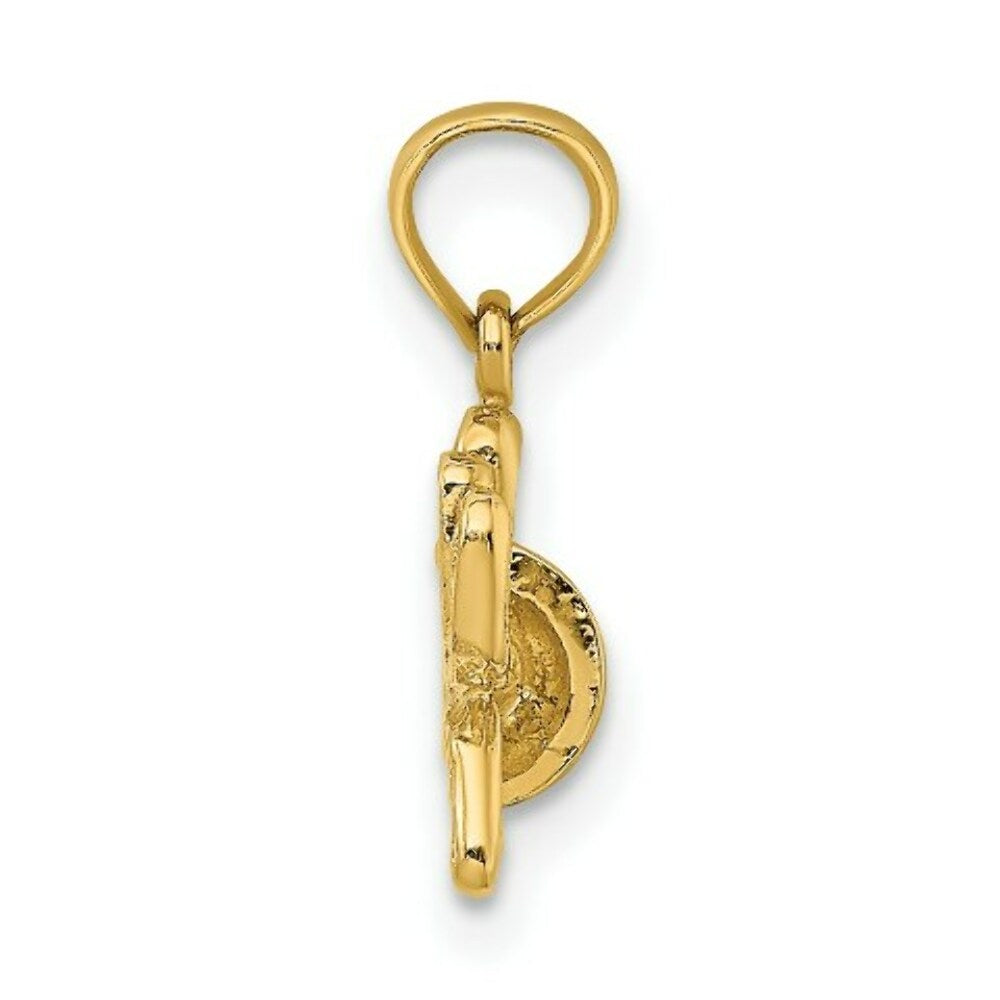14K Yellow Gold 2-D Textured & Engraved Gold Bag Charm Pendant