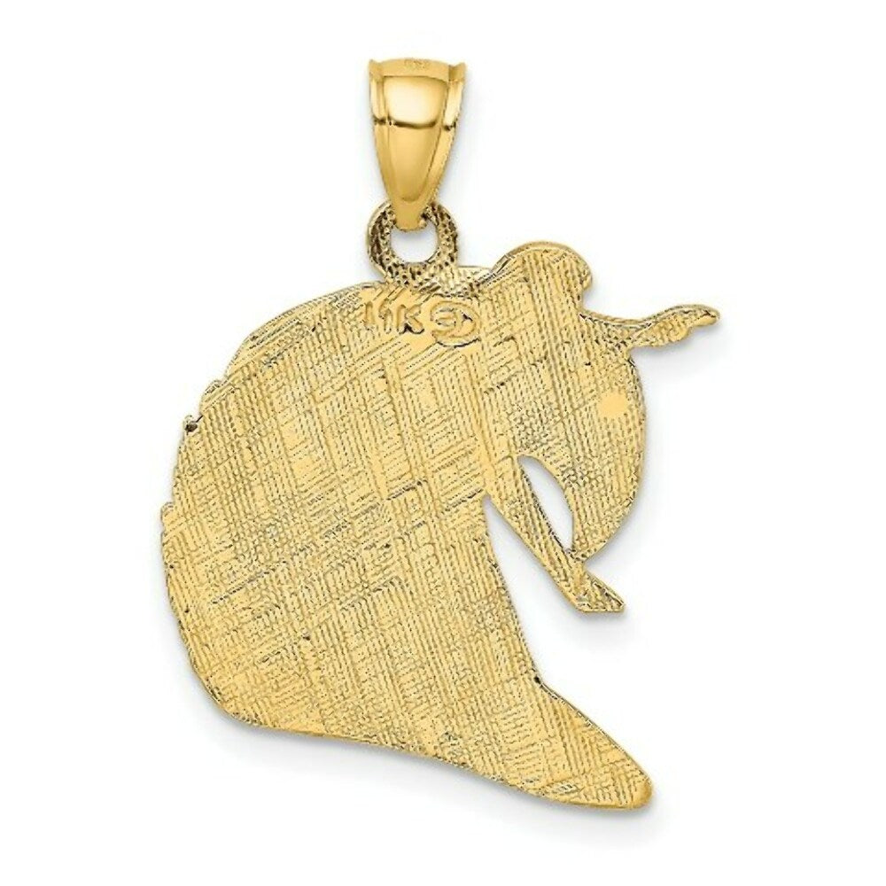 14K Yellow Gold Polished and Graved Surfer & Wave Charm Pendant
