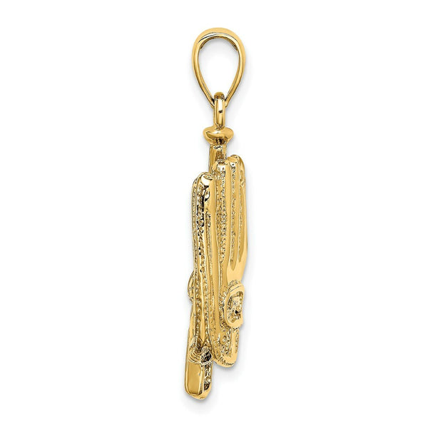 14K Yellow Gold 3-D BASEBALL GLove, BAT & Ball Charm Pendant