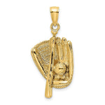 Load image into Gallery viewer, 14K Yellow Gold 3-D BASEBALL GLove, BAT &amp; Ball Charm Pendant
