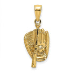 Load image into Gallery viewer, 14K Yellow Gold 3-D Polished BASEBALL GLove, BAT &amp; Ball Charm Pendant

