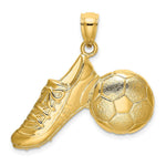 Load image into Gallery viewer, 14K Yellow Gold 2-D Polished Soccer Ball &amp; SHOE Charm Pendant
