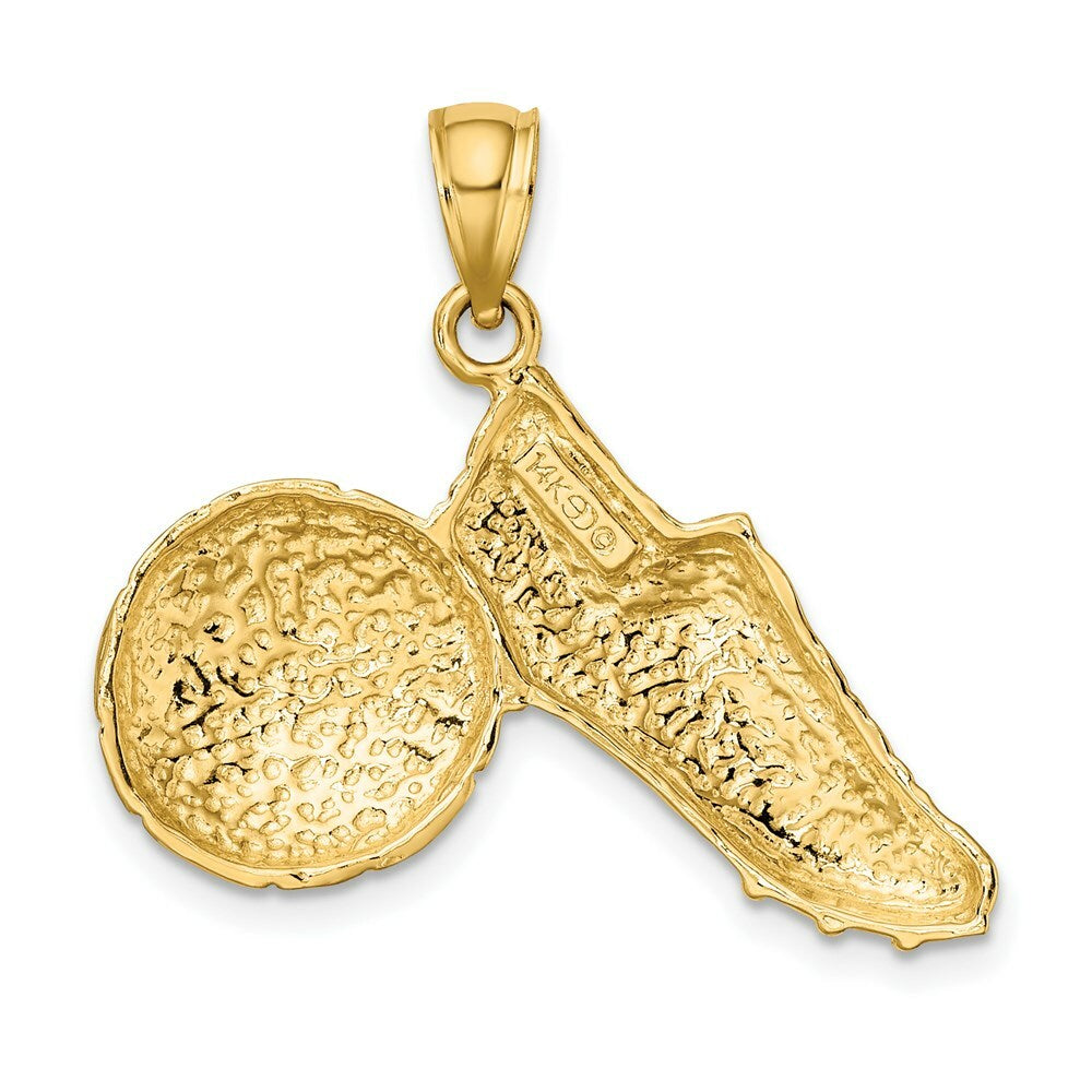14K Yellow Gold 2-D Polished Soccer Ball & SHOE Charm Pendant