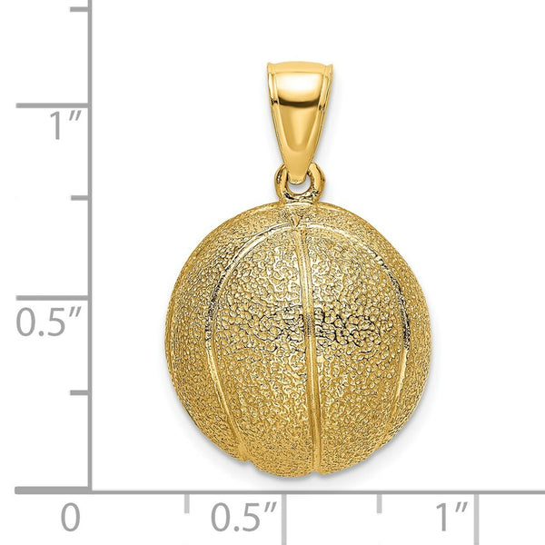 14K Yellow Gold 3-D Textured Basketball Charm Pendant