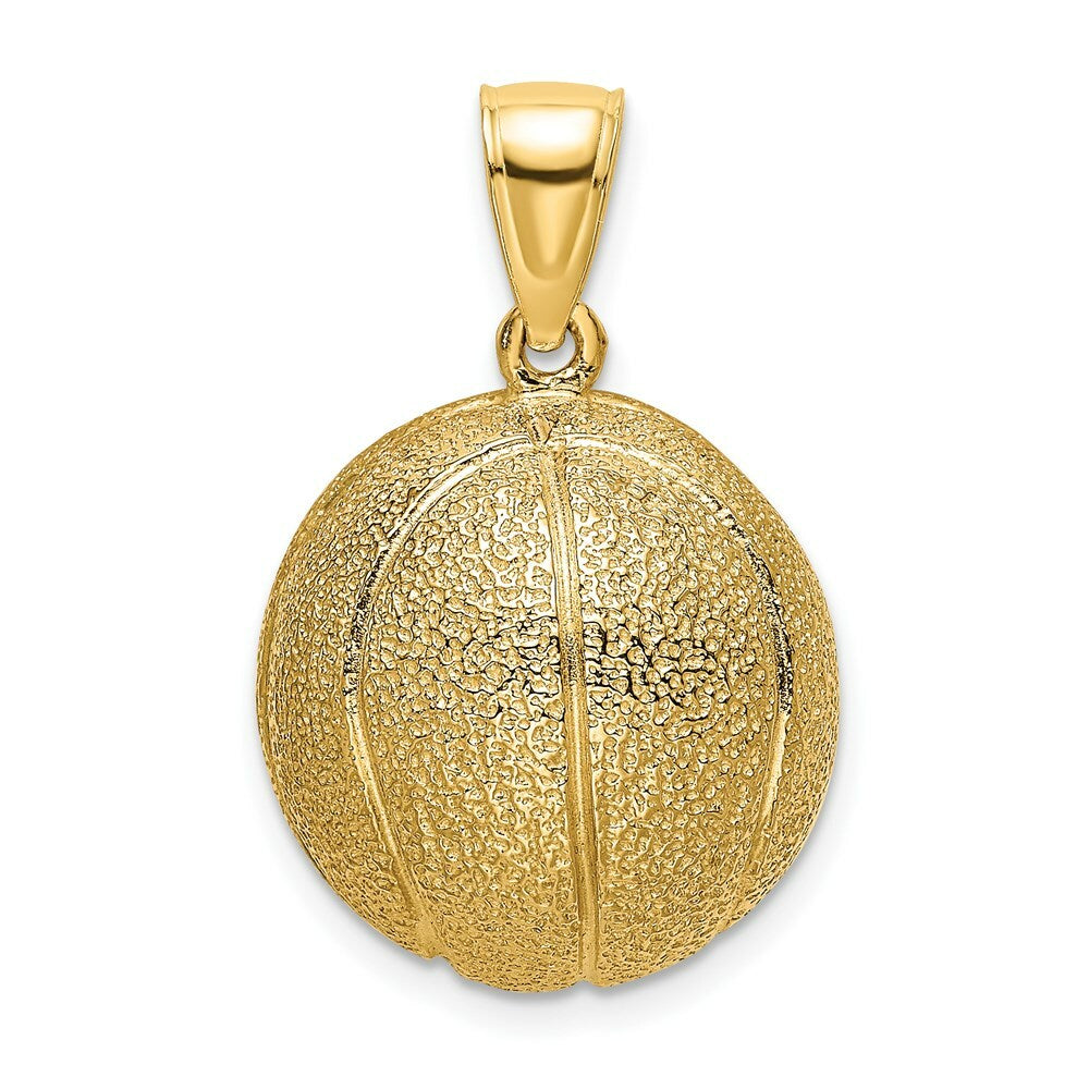 14K Yellow Gold 3-D Textured Basketball Charm Pendant
