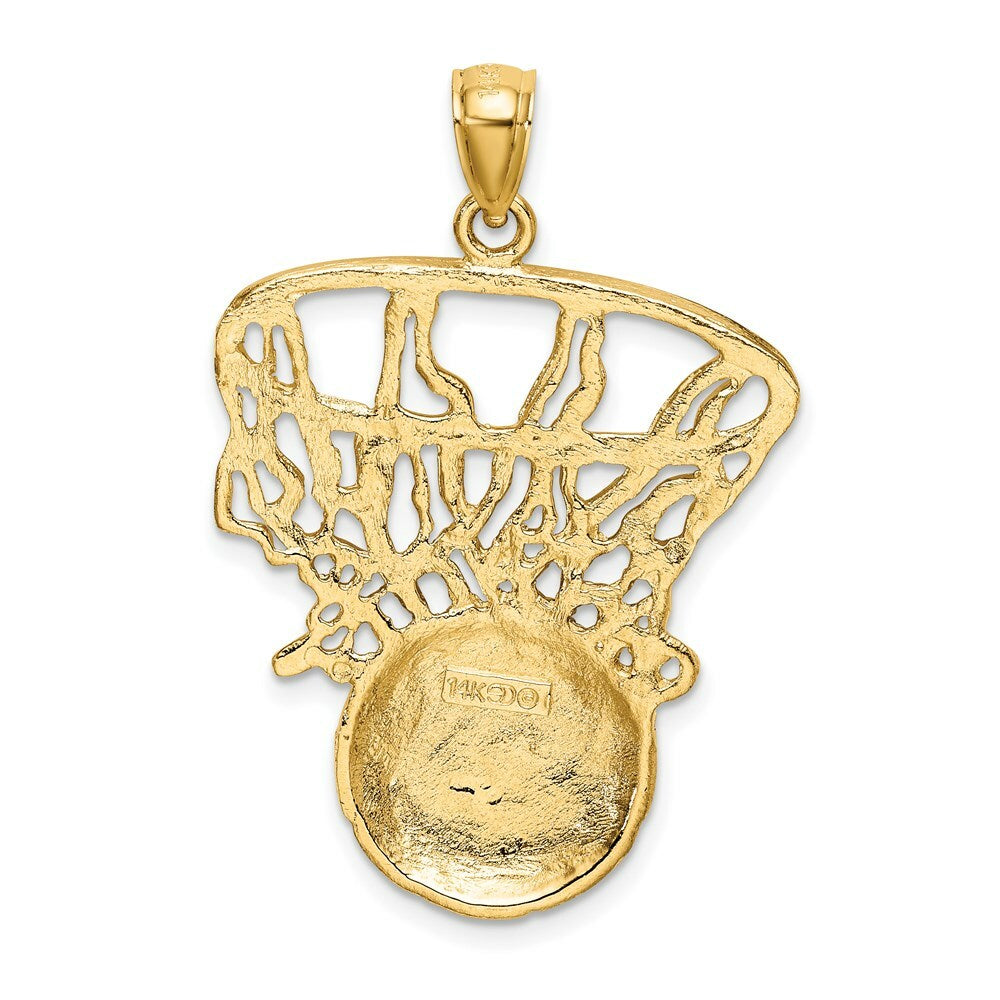 14K Yellow Gold SWOOSH Basketball & NET Charm Pendant