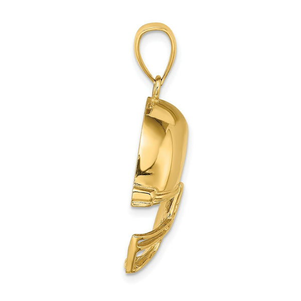 14K Yellow Gold 2-D & Polished Football Helmet Charm Pendant