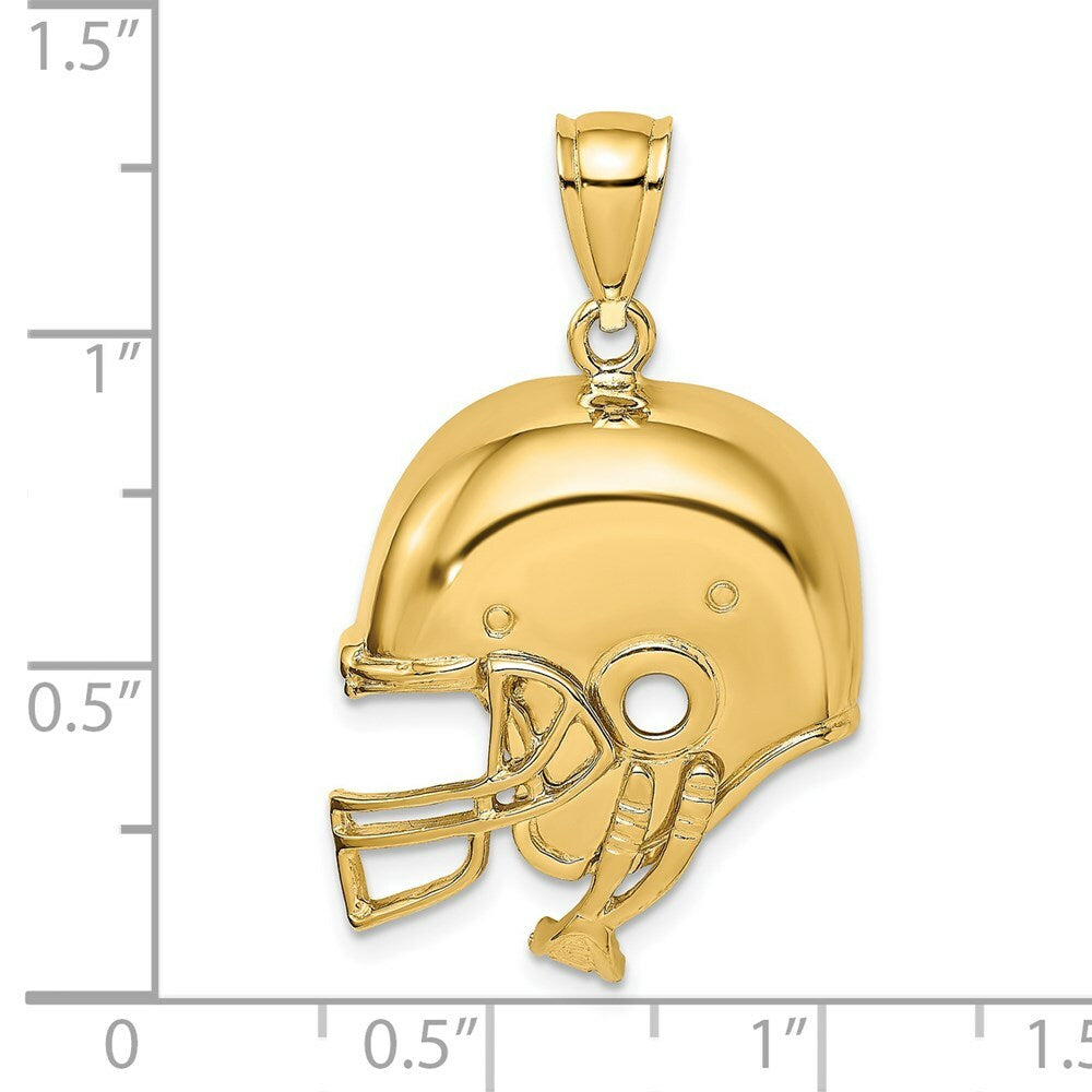 14K Yellow Gold 2-D & Polished Football Helmet Charm Pendant