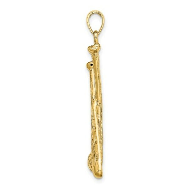 14K Yellow Gold 2-D BASEBALL BATS & Ball Charm Pendant
