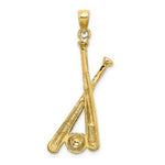 Load image into Gallery viewer, 14K Yellow Gold 2-D BASEBALL BATS &amp; Ball Charm Pendant

