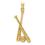 Load image into Gallery viewer, 14K Yellow Gold 2-D BASEBALL BATS &amp; Ball Charm Pendant
