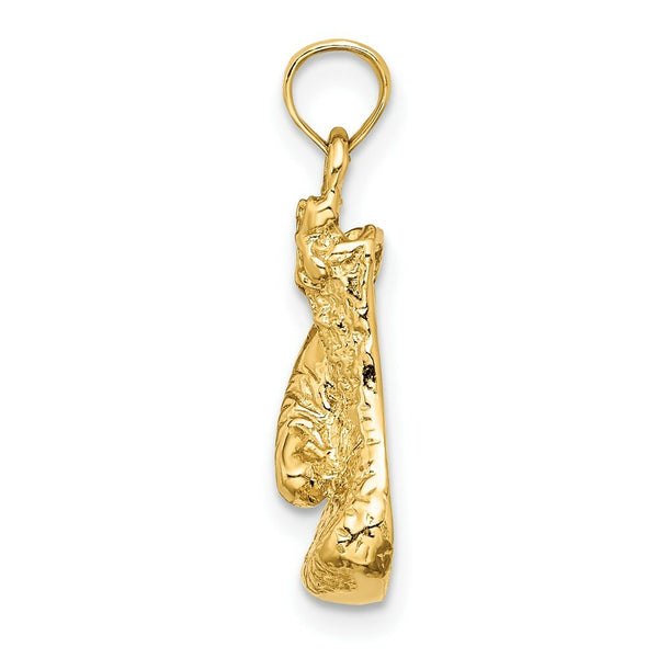 14K Yellow Gold 2-D Polished and Textured Single Boxing GLove Charm Pendant