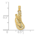 Load image into Gallery viewer, 14K Yellow Gold 2-D Polished and Textured Single Boxing GLove Charm Pendant
