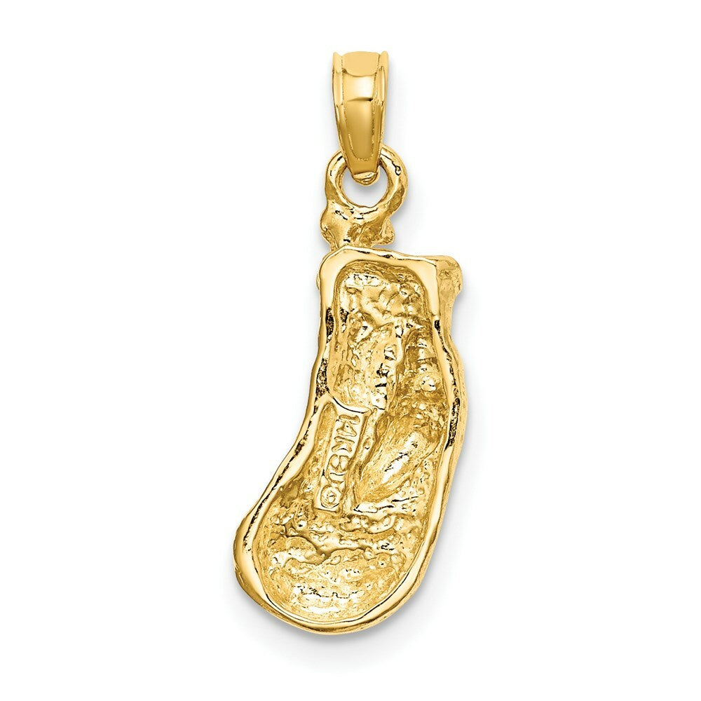 14K Yellow Gold 2-D Polished and Textured Single Boxing GLove Charm Pendant