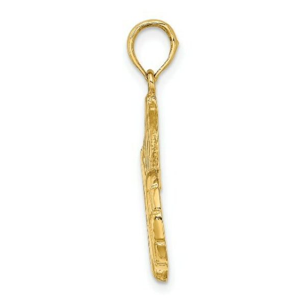 14K Yellow Gold 2-D Soccer SHOE KICKING Ball Charm Pendant