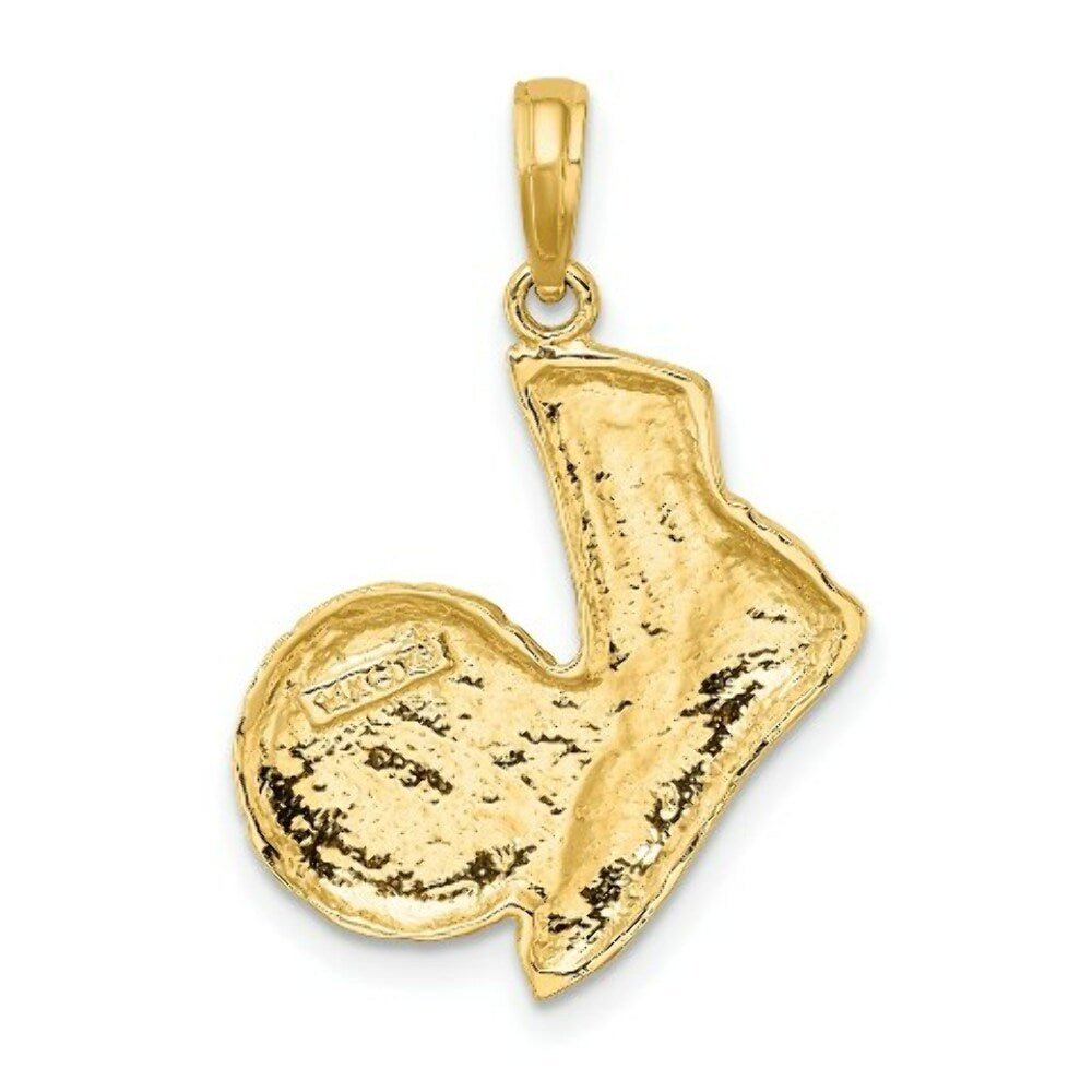 14K Yellow Gold 2-D Soccer SHOE KICKING Ball Charm Pendant