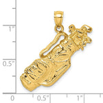 Load image into Gallery viewer, 14K Yellow Gold 2-D Golf Bag &amp; Clubs Charm Pendant

