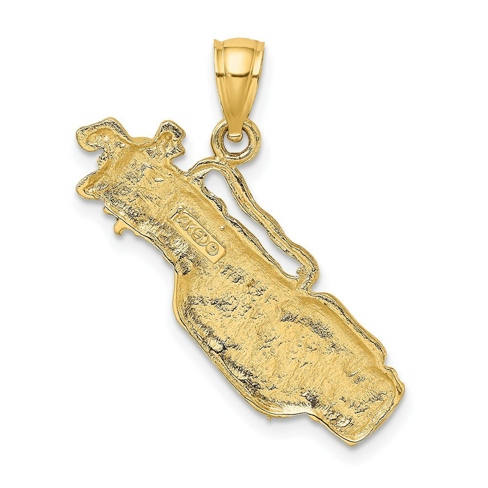 14K Yellow Gold 2-D Golf Bag & Clubs Charm Pendant