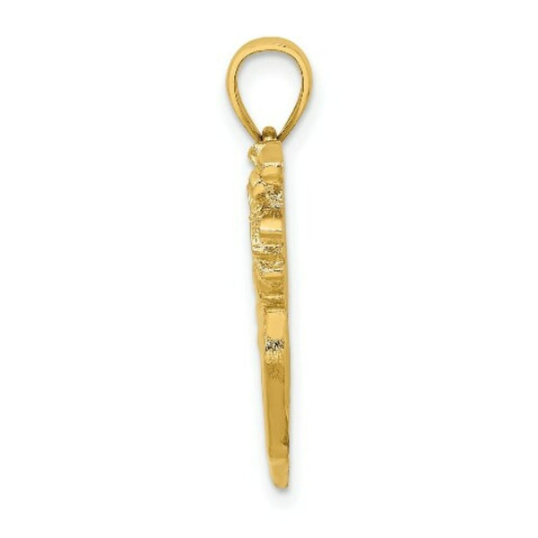 14K Yellow Gold 2-D Golf Bag & Clubs Charm Pendant