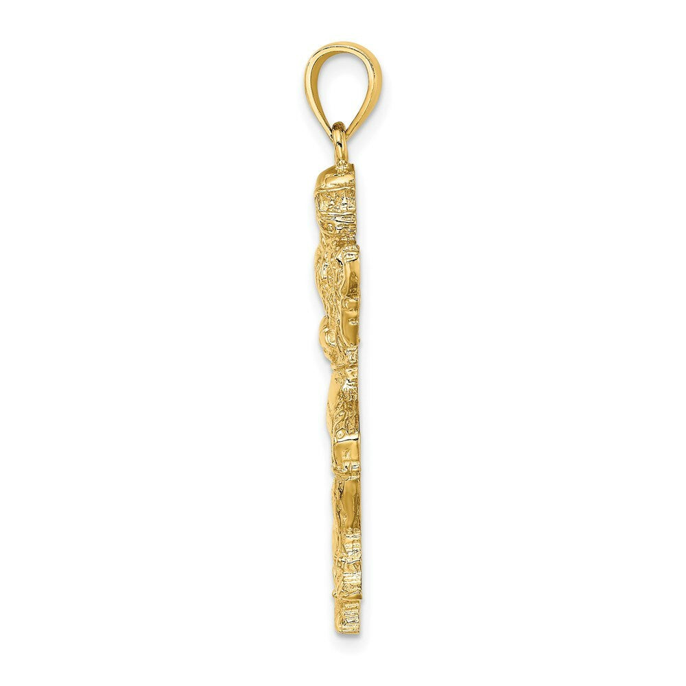 14K Yellow Gold Polished Running Football Player Charm Pendant