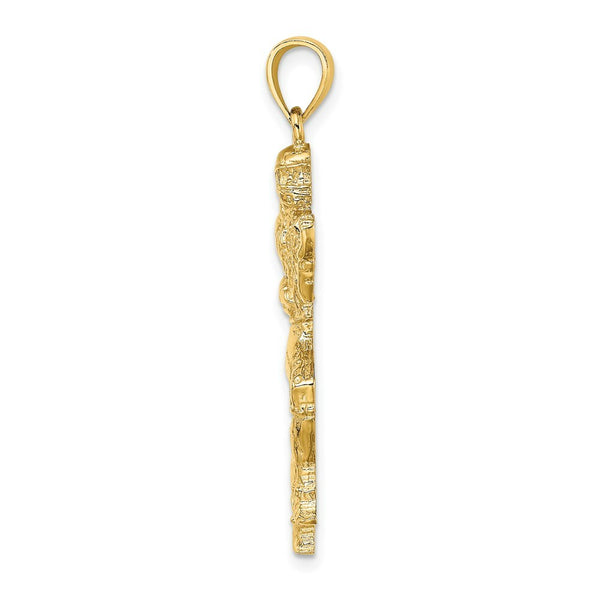 14K Yellow Gold Polished Running Football Player Charm Pendant