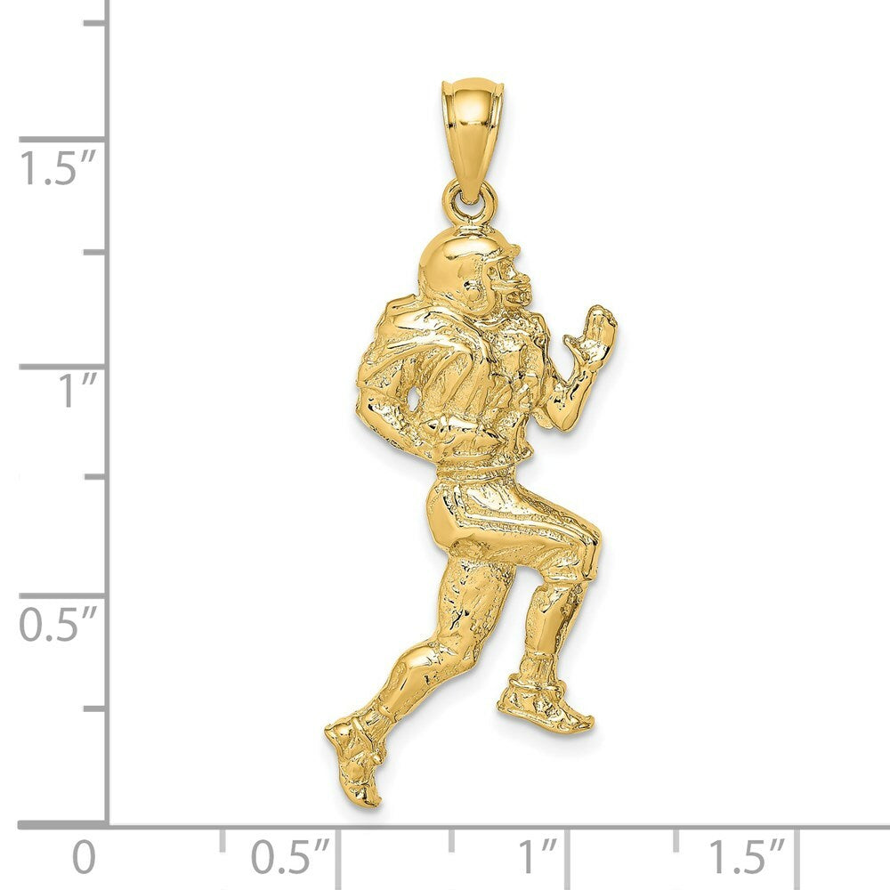 14K Yellow Gold Polished Running Football Player Charm Pendant