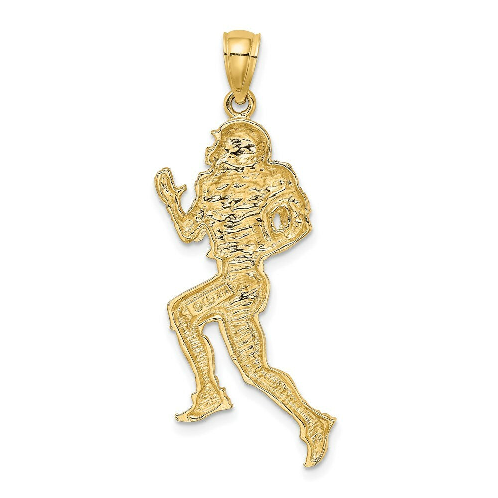 14K Yellow Gold Polished Running Football Player Charm Pendant