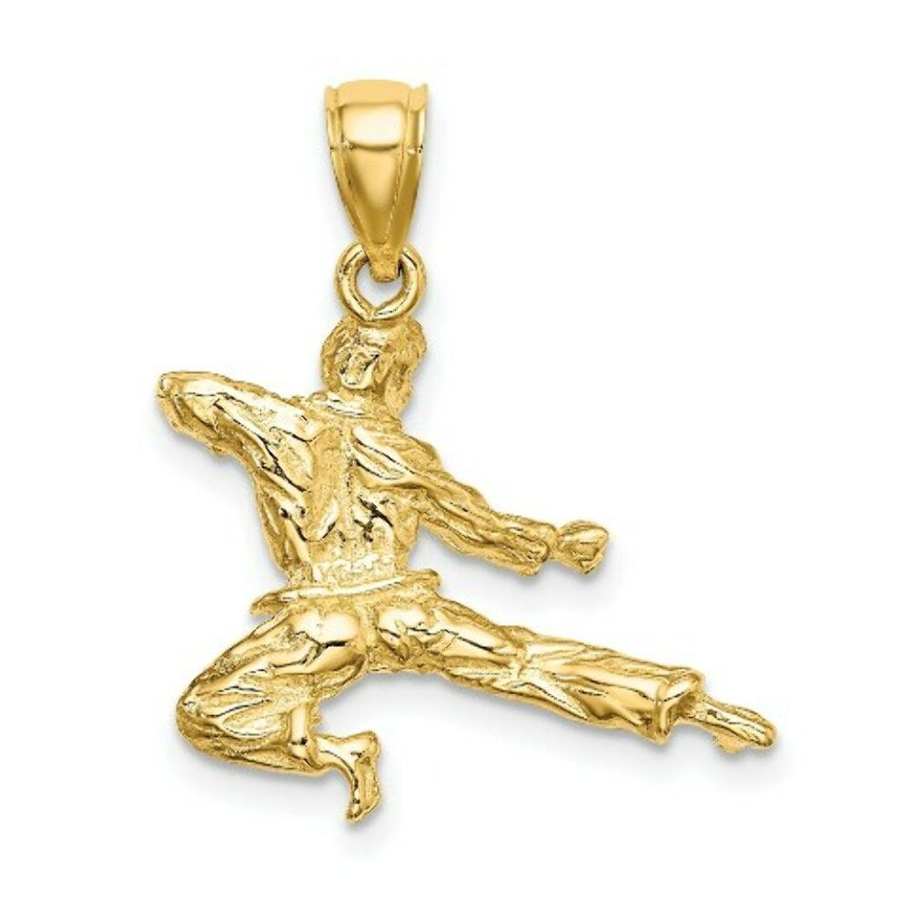 14K Yellow Gold 3-D KARATE Man Charm Pendant