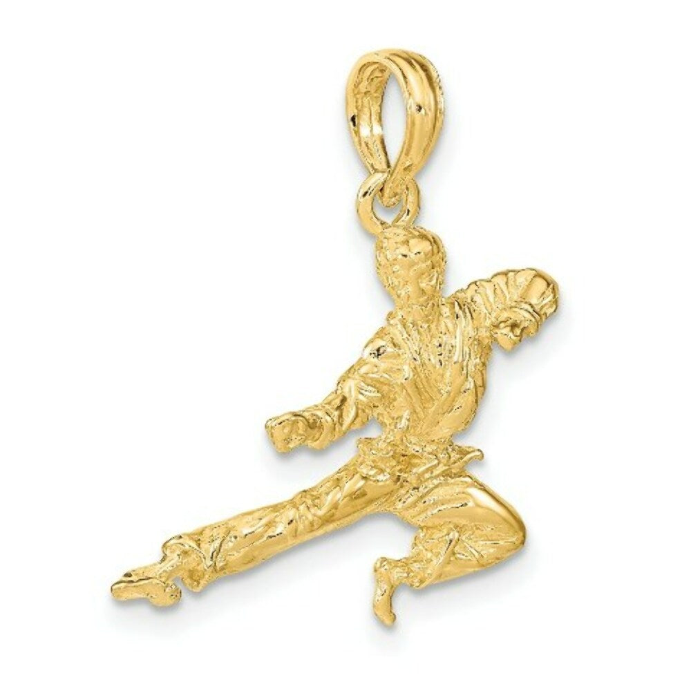 14K Yellow Gold 3-D KARATE Man Charm Pendant