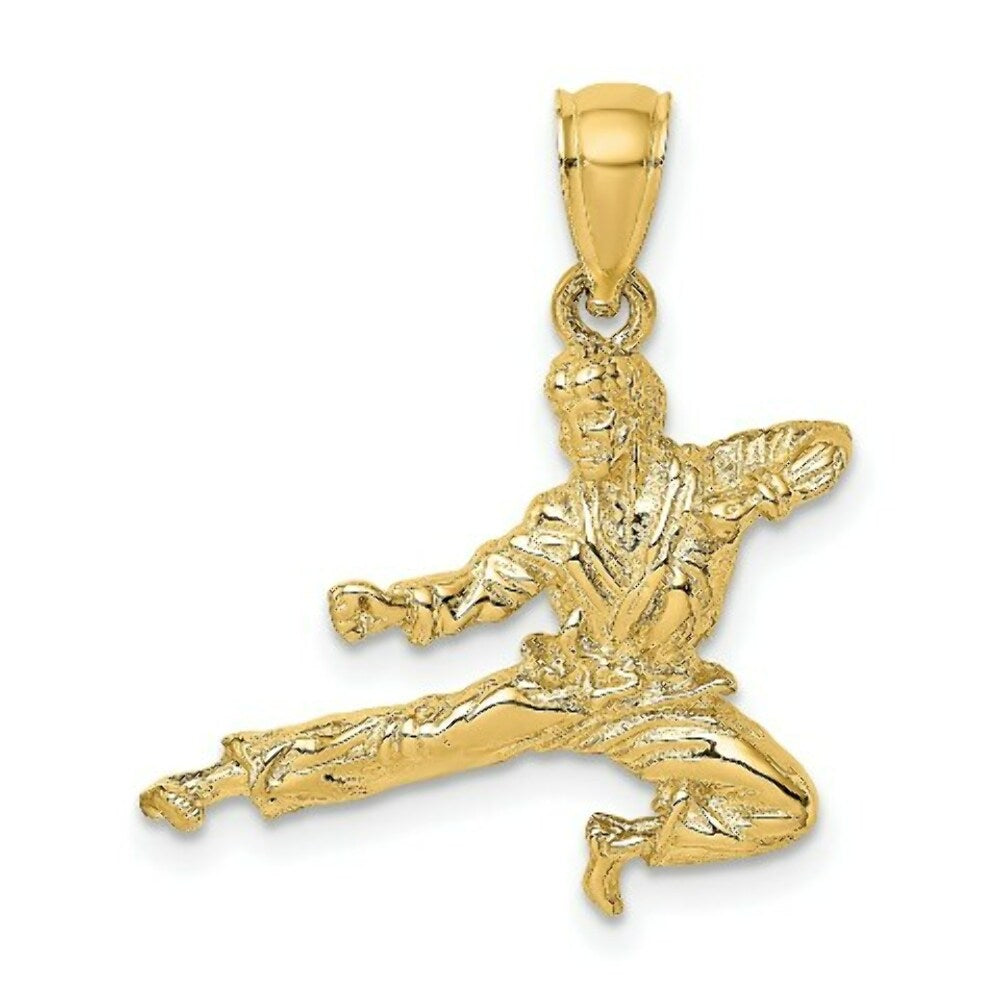 14K Yellow Gold 3-D KARATE Man Charm Pendant