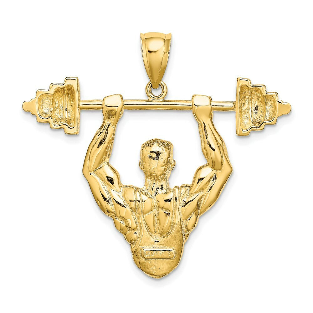 14K Yellow Gold BODYBUILDER Charm Pendant