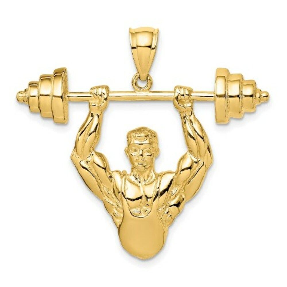 14K Yellow Gold BODYBUILDER Charm Pendant