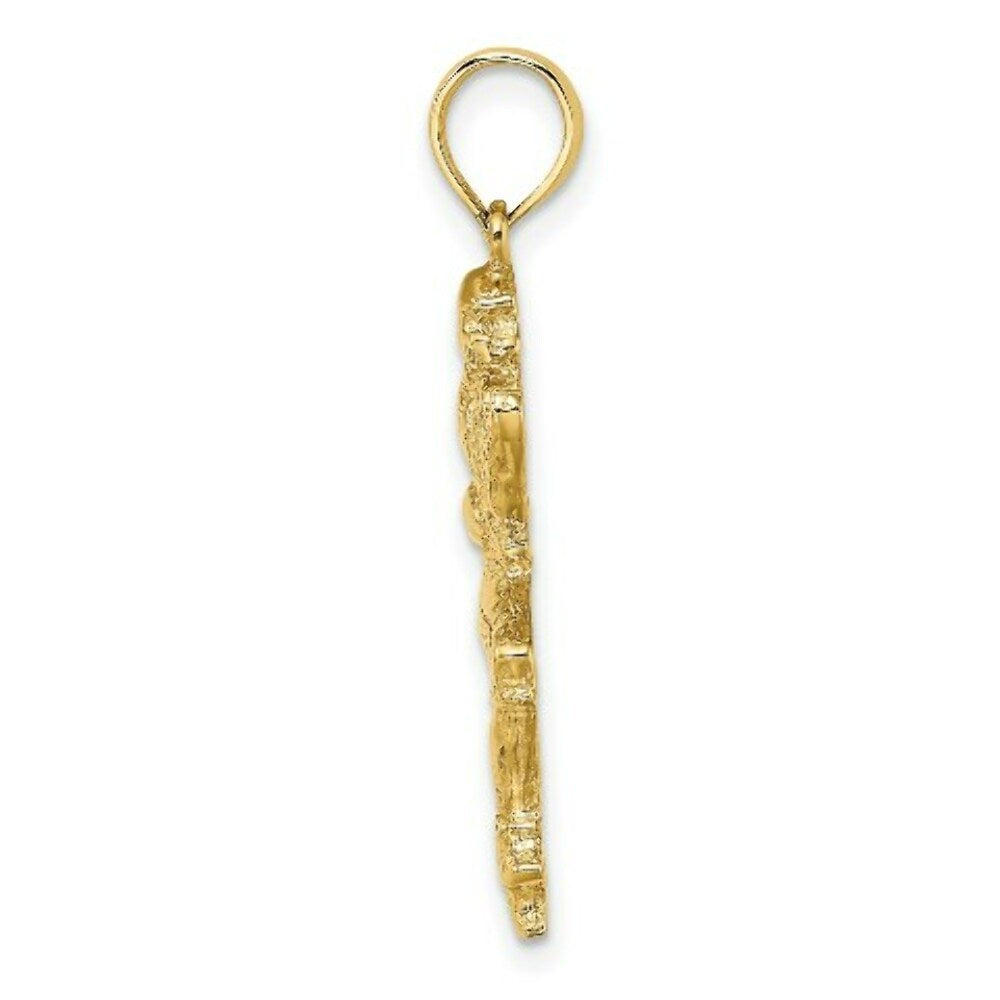 14K Yellow Gold Polished Running Football Player Charm Pendant