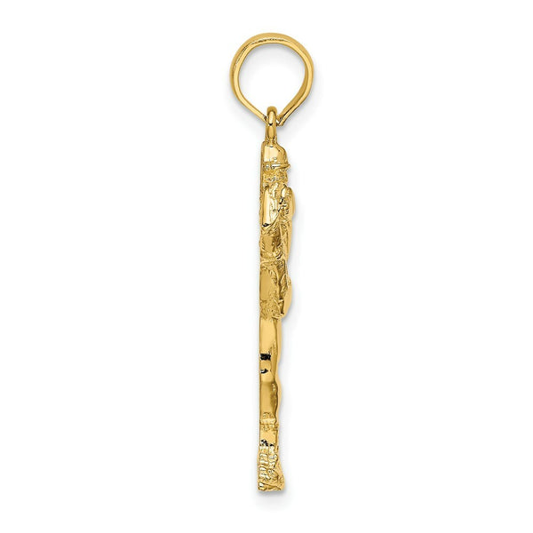 14K Yellow Gold 2-D BASEBALL PITCHER On Mound Charm Pendant