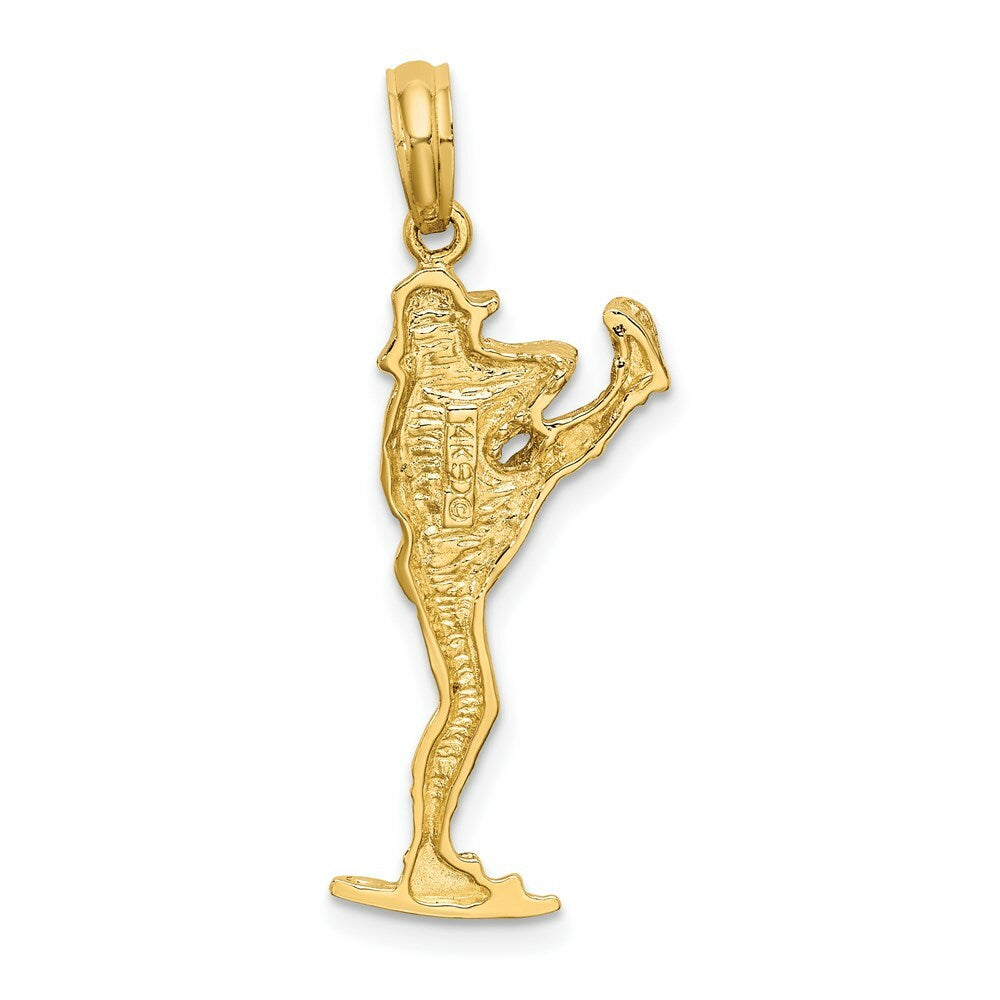 14K Yellow Gold 2-D BASEBALL PITCHER On Mound Charm Pendant