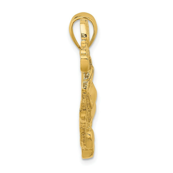 14K Yellow Gold 2-D & Polished Golf Bag Charm Pendant