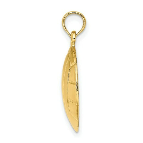 14K Yellow Gold 2-D & Polished VolleyBall Charm Pendant