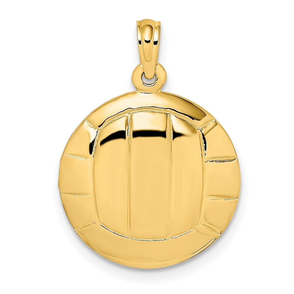 14K Yellow Gold 2-D & Polished VolleyBall Charm Pendant