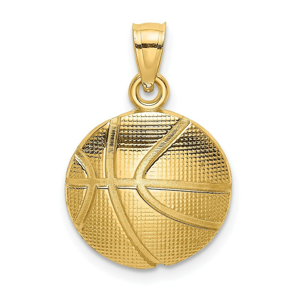 14K Yellow Gold 2-D Textured Basketball Charm Pendant