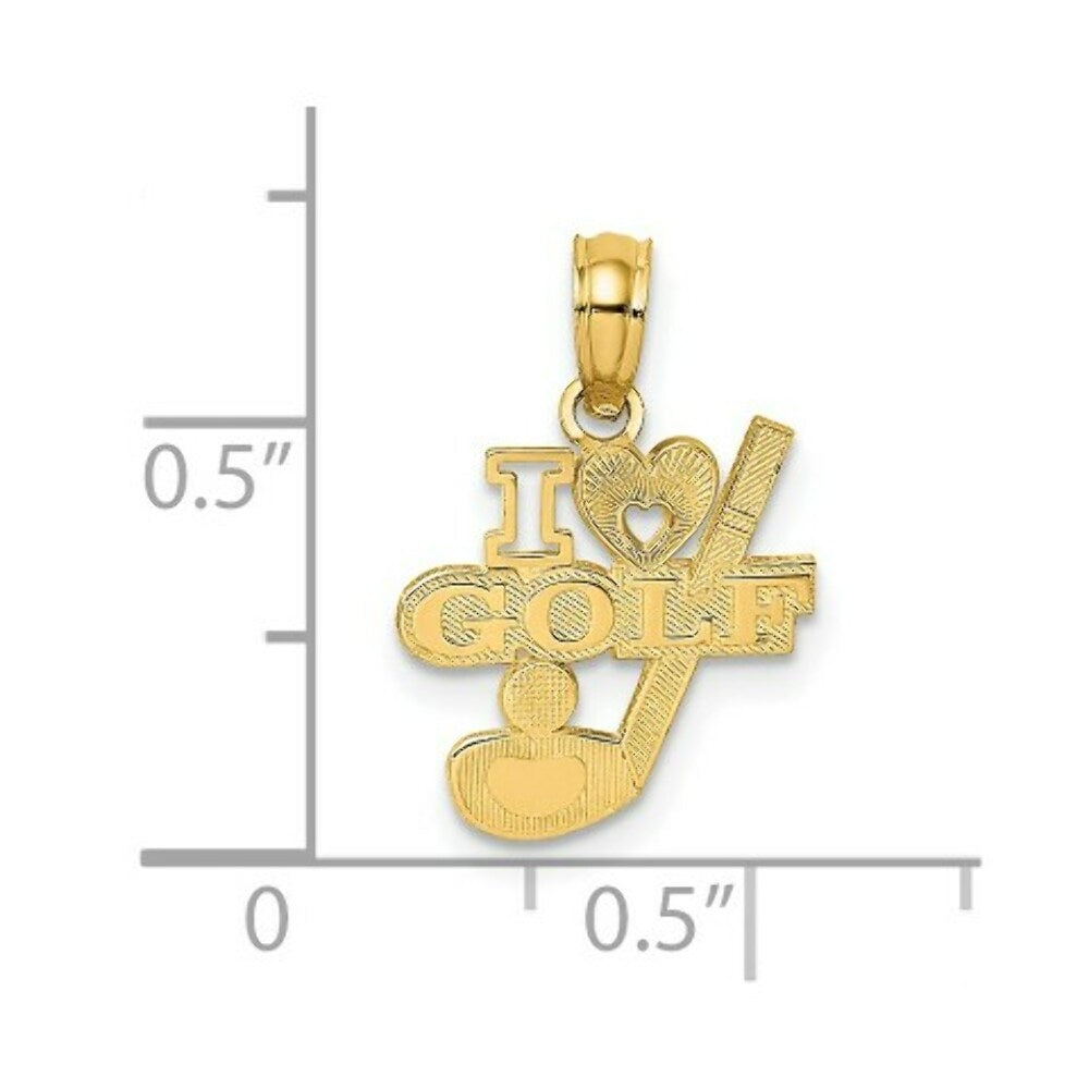 14K Yellow Gold I Heart Golf Club & Ball Charm Pendant