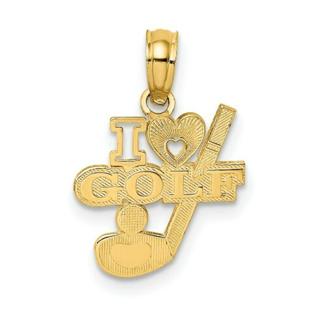 14K Yellow Gold I Heart Golf Club & Ball Charm Pendant