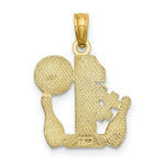 Load image into Gallery viewer, 14K Yellow Gold #1 BOWLING STORY With Ball &amp; Two Pins Charm Pendant
