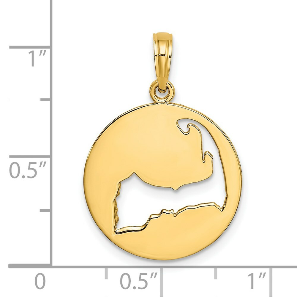 14K Yellow Gold Polished and Cut-Out CAPE COD SILHOUETTE Charm Pendant