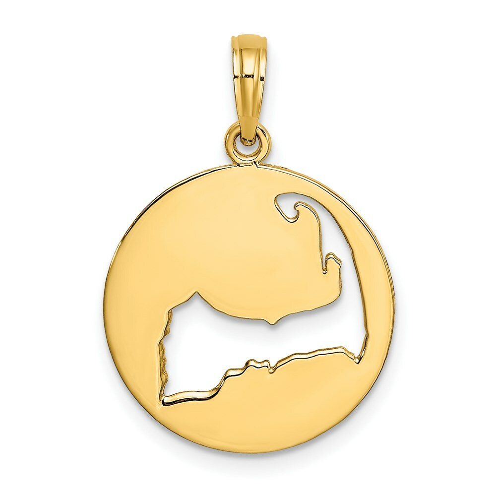14K Yellow Gold Polished and Cut-Out CAPE COD SILHOUETTE Charm Pendant