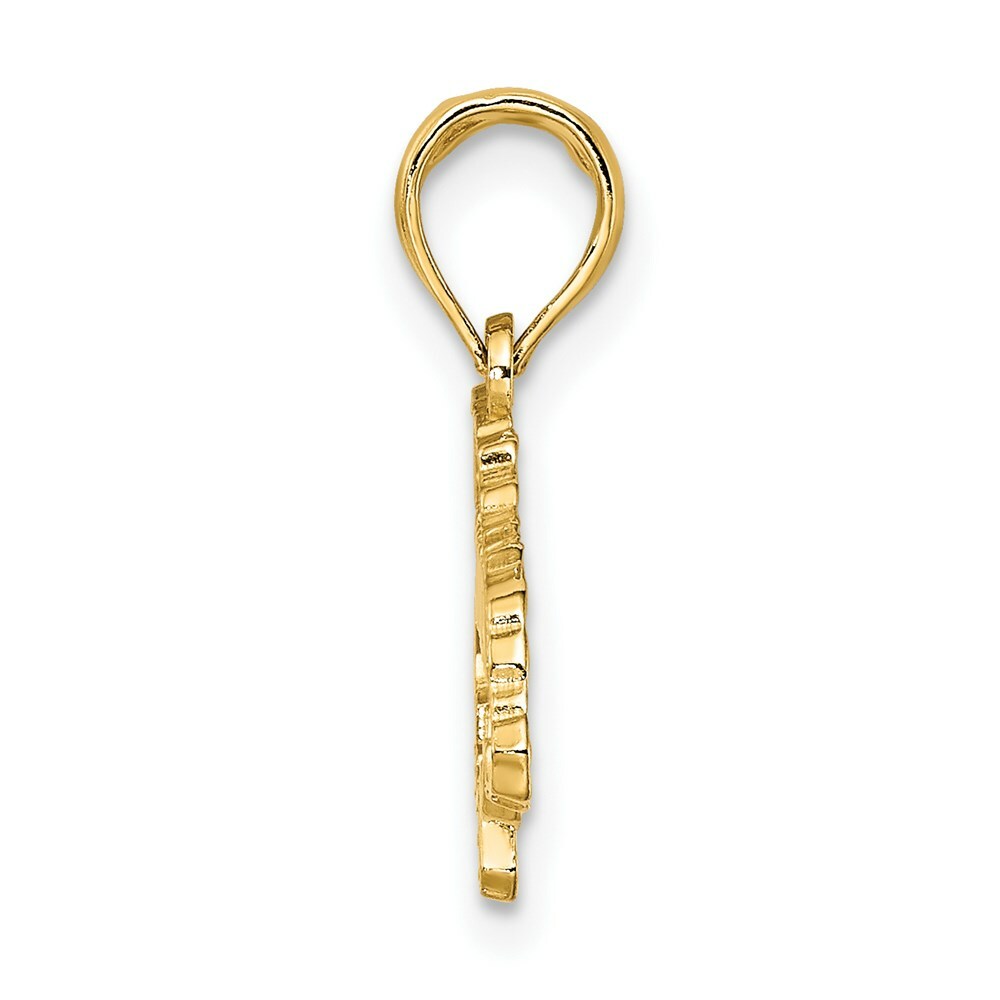 14K Yellow Gold Textured JAMAICA MAP Charm Pendant