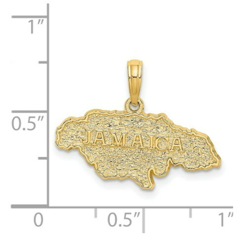 14K Yellow Gold Textured JAMAICA MAP Charm Pendant