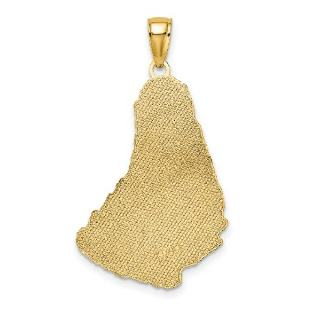 14K Yellow Gold Textured BARBADOS MAP Charm Pendant