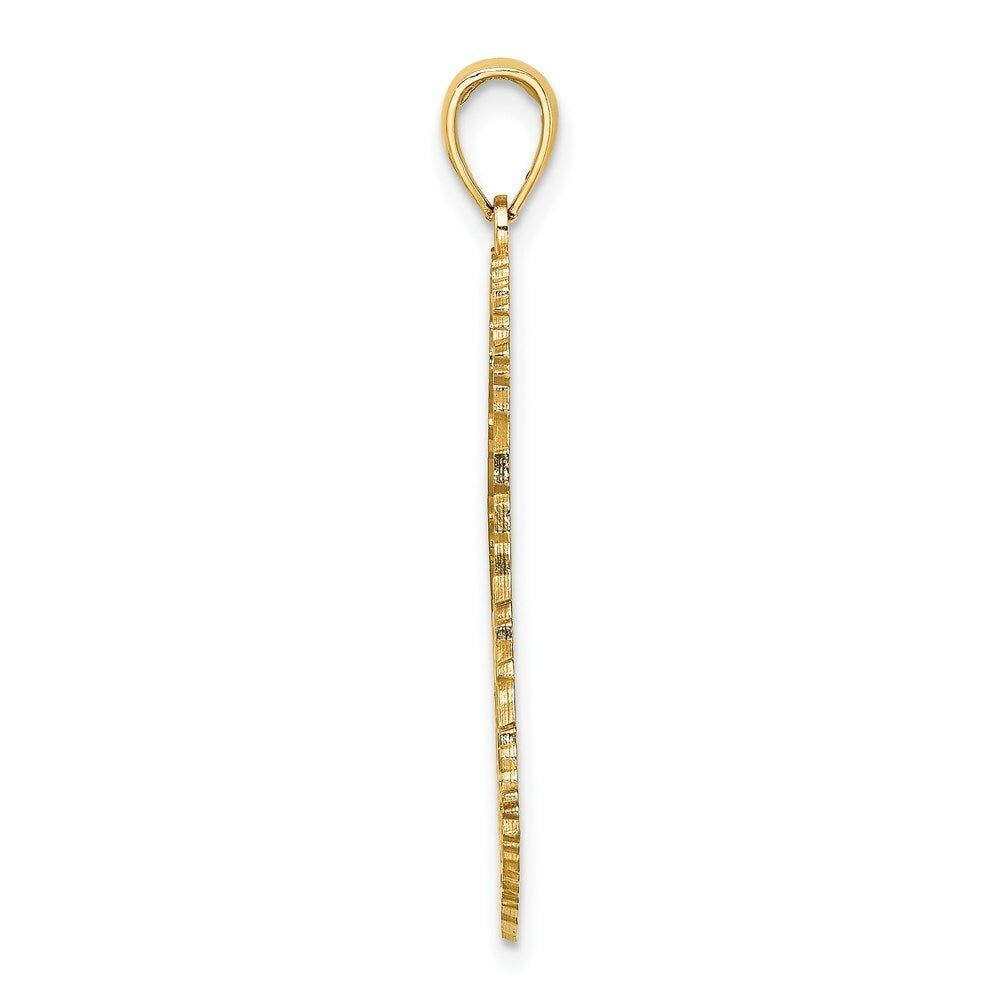 14K Yellow Gold Textured BARBADOS MAP Charm Pendant